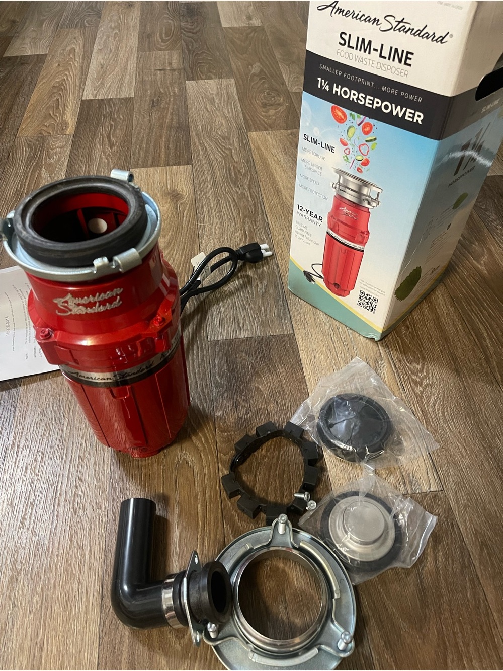 Slim-Line Red Garbage Disposal - 1/4 HP